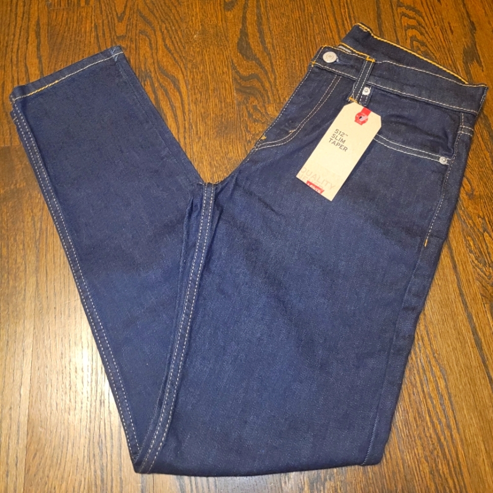 Levis 512 Jeans Mens 28x30 Slim Taper Blue Denim Flex Dark Wash  Authentic Levis